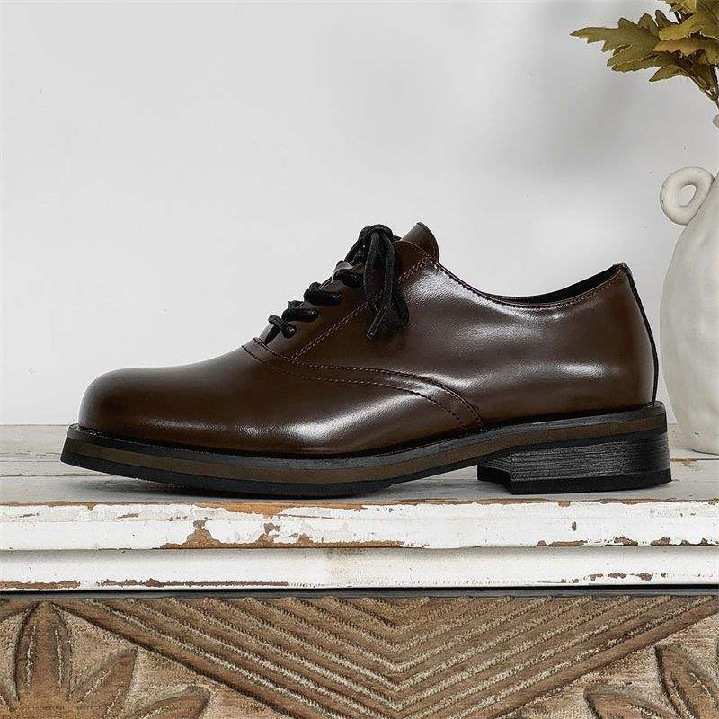 Chaussures d'affaires ShoeVault Cleanfit à semelle épaisse, style britannique, bout carré, en cuir, doublure polaire, rehaussantes, pour l'hiver._voghion.com