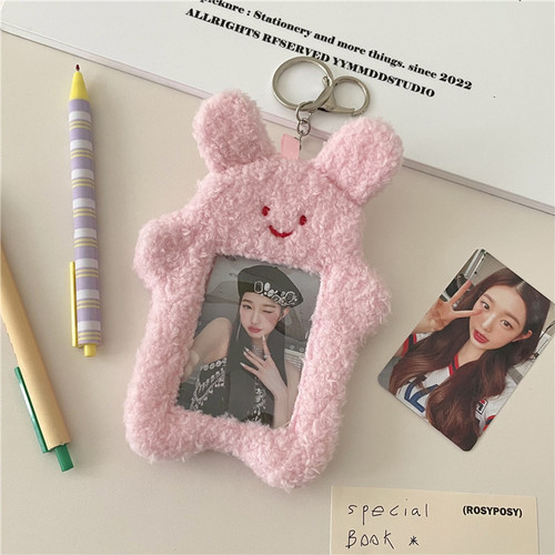 Korean generation 1:1 butter cat and rabbit plush card holder portable ins style campus meal card idol display set pendant