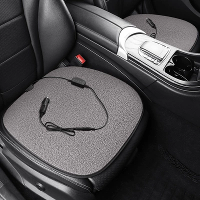 Cushion Single Piece Winter Plush Multi-function pad - teddy-velvet-12v-cigarette-lighter-square-cushion-elegant-gray-double-seat