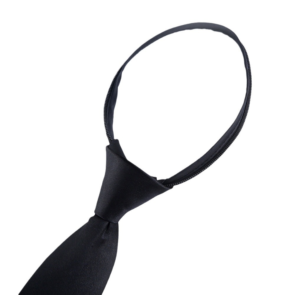 Fabricante al por mayor corbata corta de cremallera sin corbata negra sólida para niños adorables decoraciones casuales jk accesorios uniformes