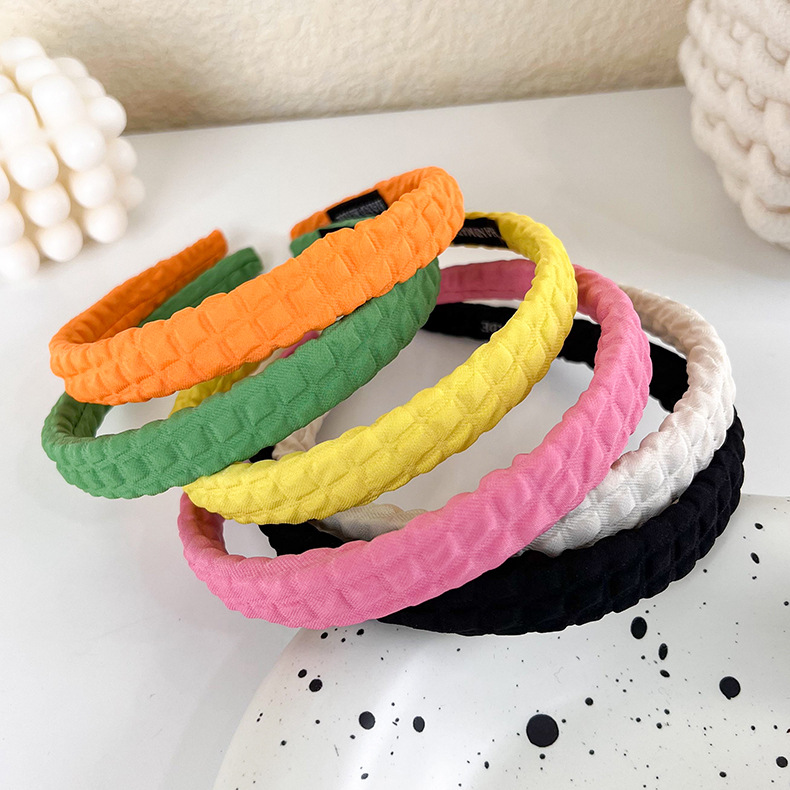 Simple Fold Solid Color Candy-colored Plaid Headband Wholesale display picture 1