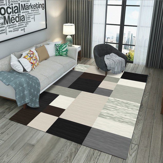 Alfombra estilo nórdico de Amazon, alfombra para sala de estar, sofá, mesa de centro, alfombra para entrada, alfombra de terciopelo cristalino de fácil cuidado y cobertura completa para el hogar.