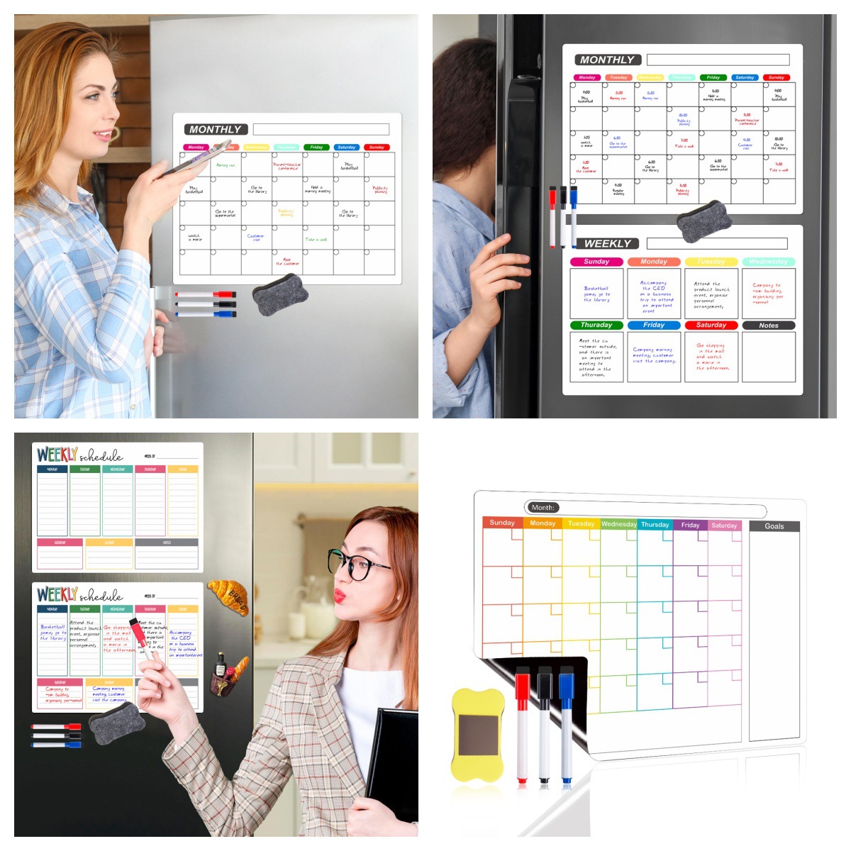 Cross-Border Magnetic Calendar Weekly and Monthly Planner Refrigerator Magnet Erasable Message Board Note Board Magnetic Whiteboard Soft Magnet