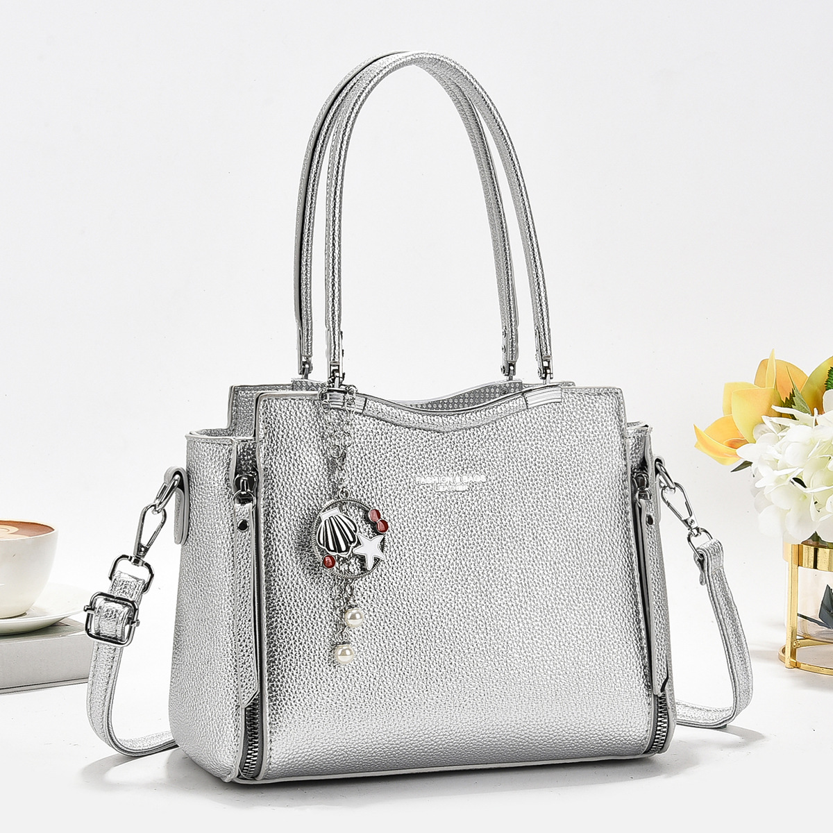 Bolso de madre de mediana edad de gran capacidad para mujer 2025 nuevo bolso atmosférico bolso de mensajero simple bolso de alta gama para mujer