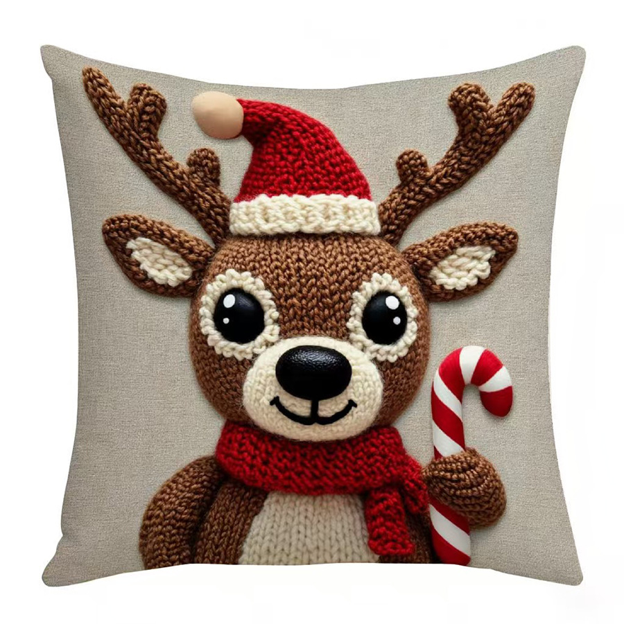 Navidad serie de almohada de lino impresa decoración de la sala de estar sofá almohada al por mayor para la imagen al por mayor
