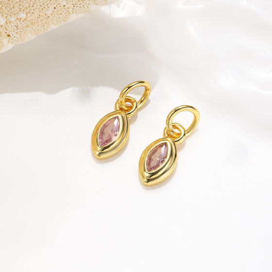 Copper Plated 18K Oval Eye Pendant Niche Women DIY Handmade Jewelry Hand Necklace Earrings Pendant Accessories Material