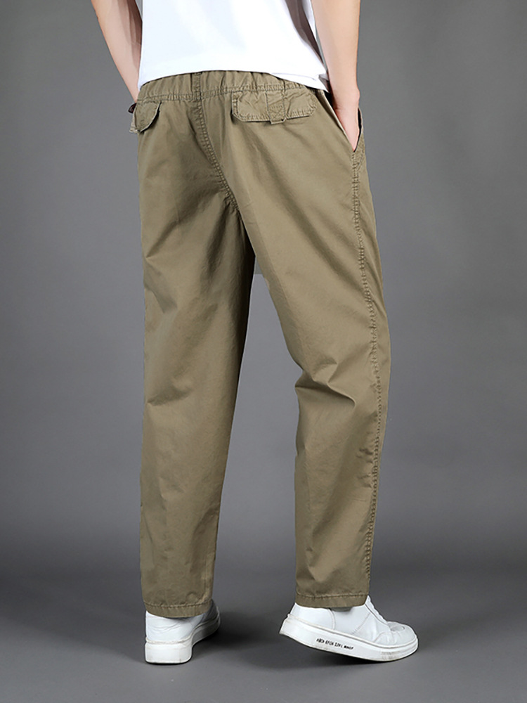 Zuoluo pantalones casuales Pantalones rectos sueltos de los hombres pantalones de papá de mediana edad pantalones elásticos pantalones de algodón puro 226