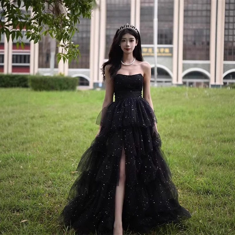 Tube Top Evening Dress New Princess Cake Dress Birthday Party Student Adult Ceremony Long Dress Dress 2025 New Style for Women