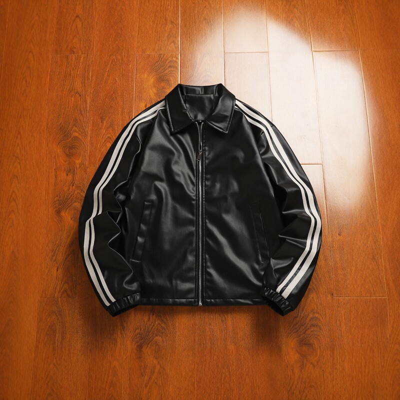 2026 new cross-border men's striped leather jacket, Amazon Shein hot-selling striped men's faux leather jacket 2026 new cross-border men's striped leather jacket, Amazon Shein hot-selling striped men's faux leather jacket