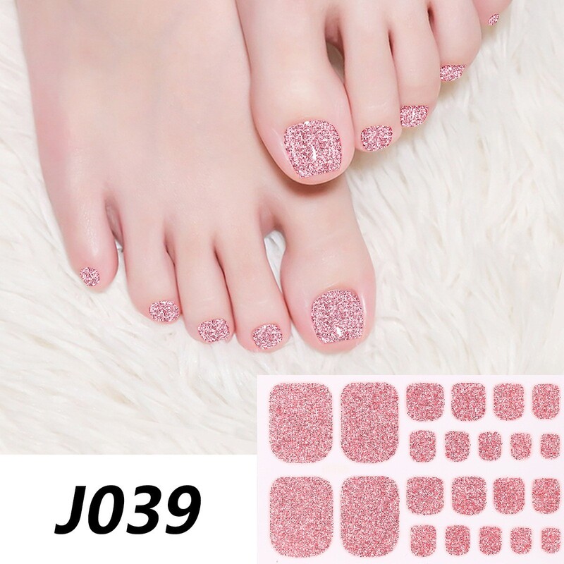 Cross-Border Nail Art Foot Stickers Hot-Selling Waterproof Adhesive Onion Powder Solid Color Gradient Nail Polish Film Nail Stickers Foot Stickers Wholesale