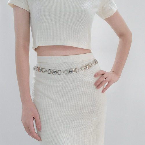 Creative exaggerated waist chain European and American cross-border jewelry hip-hop punk metal chain women's geometric personality retro body chain