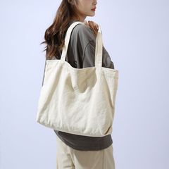 原创复古手提包大容量厚帆布森系托特包户外郊游学院休闲单肩包