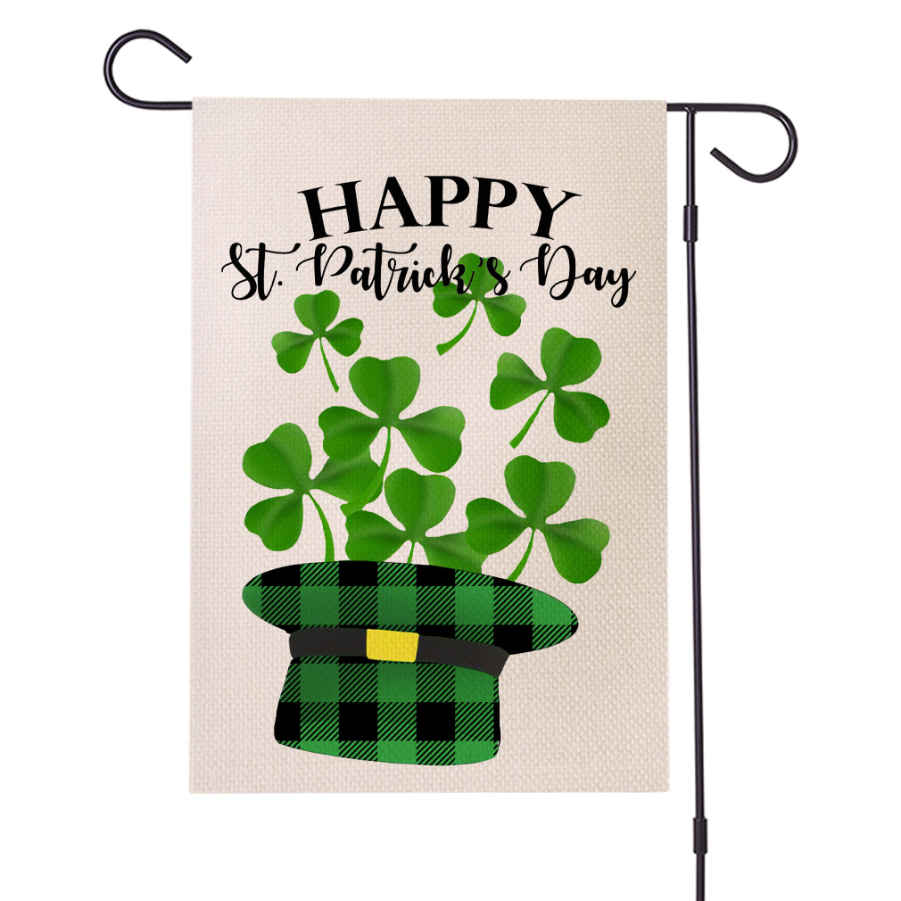 亚马逊圣帕特里克花园旗新款跨境旗帜庭院装饰吊旗防水亚麻旗子