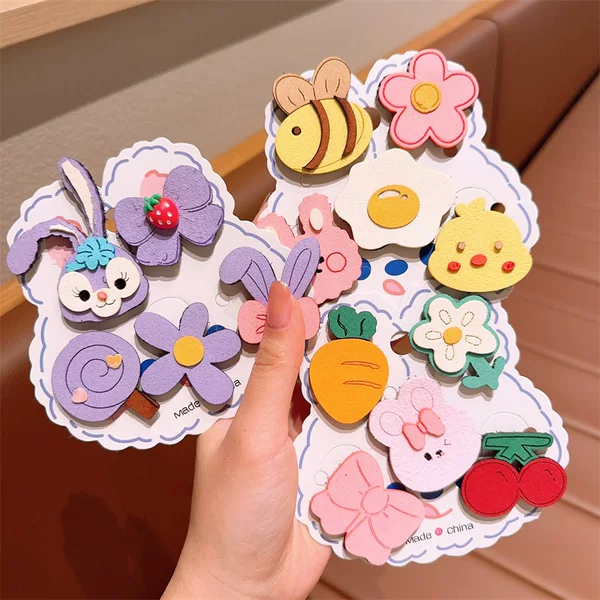 Children's New Bow Bangs Stickers Velcro Hair Accessories Headdress Cartoon Cute Summer Girls Broken Hair Magic Stickers