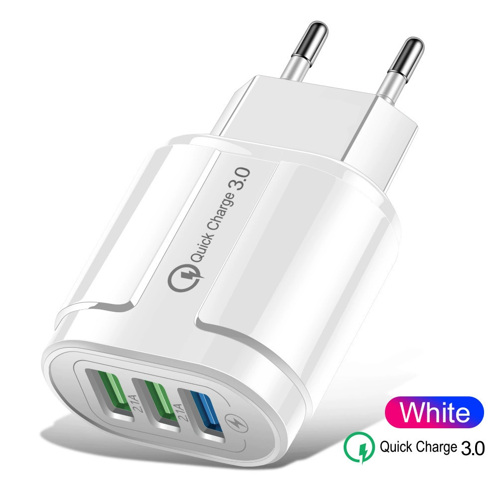 QC3.0 монохромный быстрая зарядка двойной USB для мобильного телефона зарядное устройство три USB быстрый подключенный аксессуар многоразъемная головка 18W