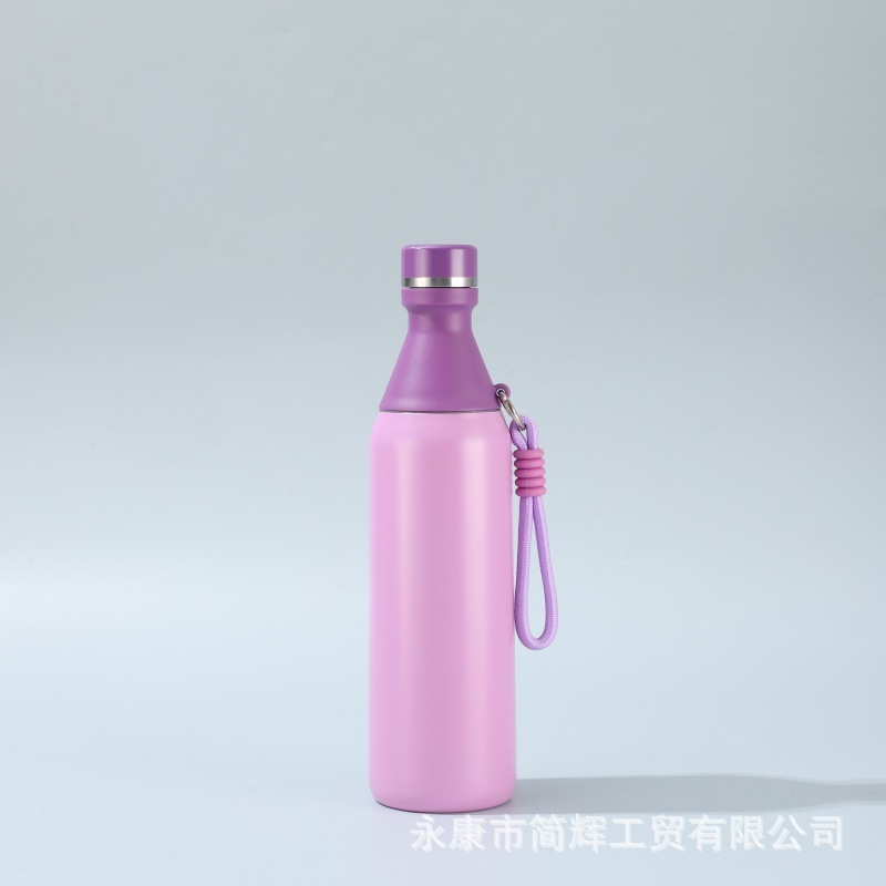 亚马逊跨境304不锈钢可拆卸双层真空提绳保温杯保冷便携运动水杯|undefined