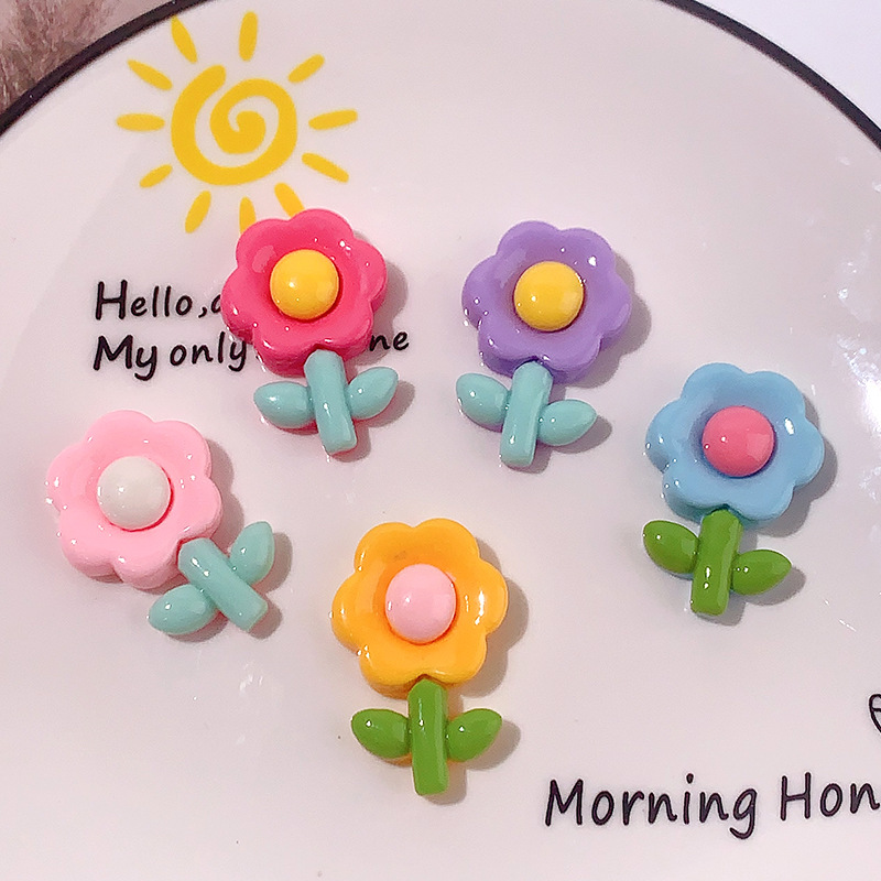 Nuevo color sólido tulipán flor de resina accesorios DIY pegamento crema caja de teléfono móvil adornamiento de pelo agujero agujero colgantes de hebilla de zapatos, etc.