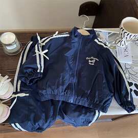 外贸批发宝宝秋款套装蝴蝶结外套休闲裤女童秋季时髦运动两件套潮