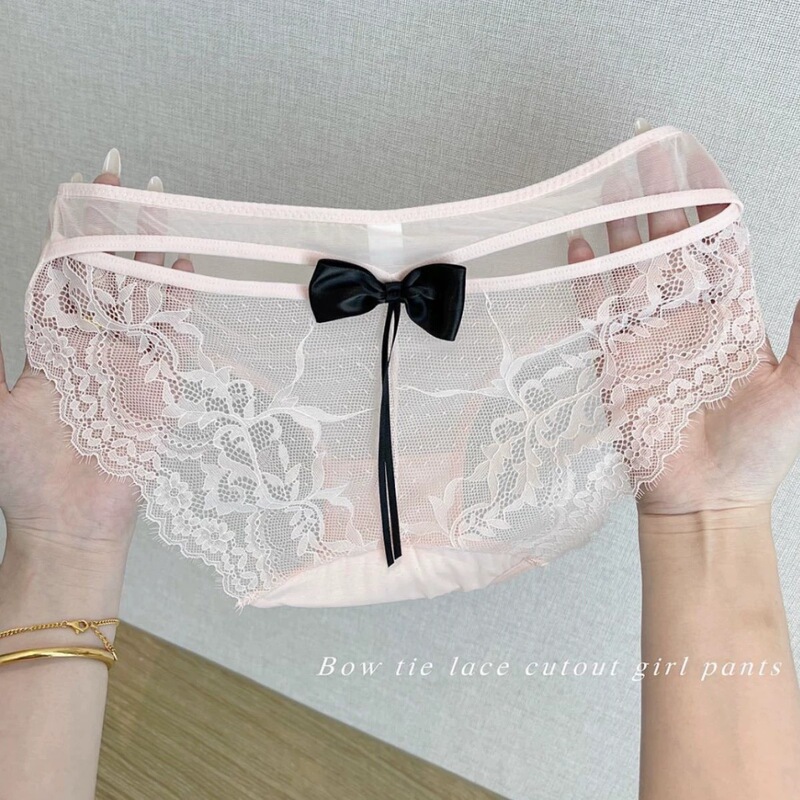 Japanese-style bowknot~Sexy mesh panties for women, low-waist, pure desire lace, breathable, hollowed-out, alluring triangle panties for girls Japanese-style bowknot~Sexy mesh panties for women, low-waist, pure desire lace, breathable, hollowed-out, alluring triangle panties for girls