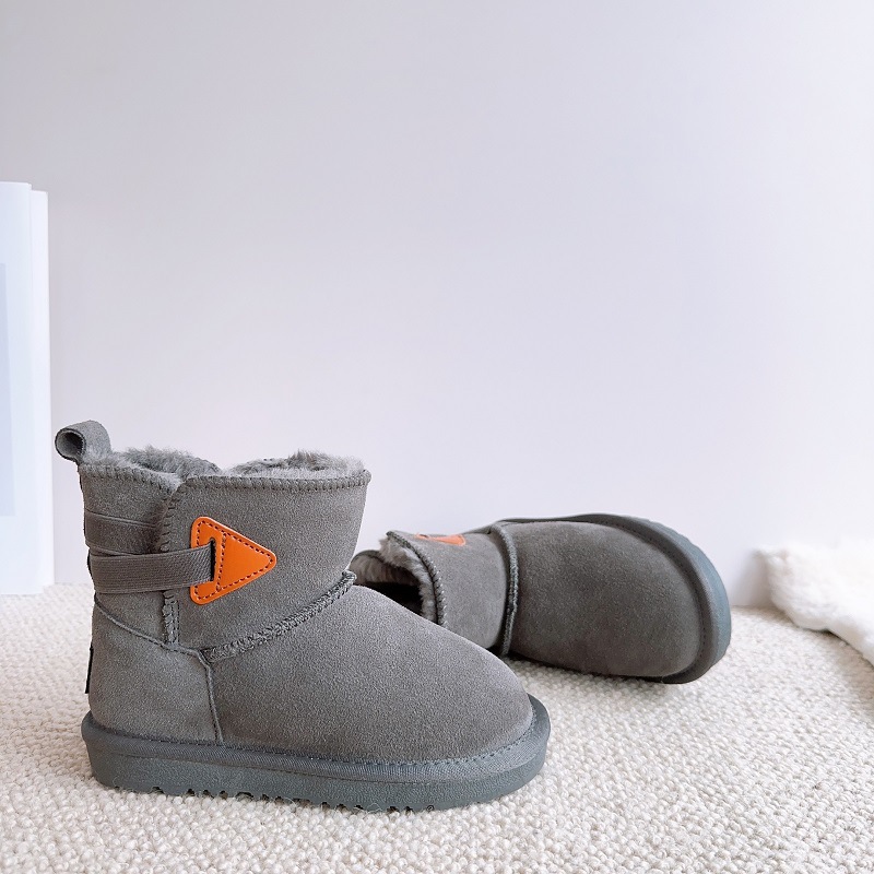 Neue Kinder-Schneestiefel aus echtem Leder, plüschig und warm für Jungen und Mädchen, wasserdichte Mädchenstiefel, Baby_voghion.com