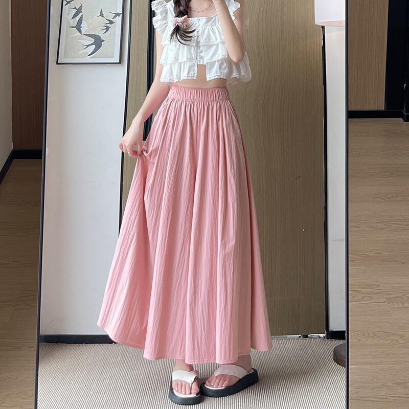 Yamamoto Skirt Pants for Women, Summer Thin Style, Ice Silk Quick-Dry, High-Waisted, Slimming, Casual Loose Fit, Drapey A-Line Skirt Pants