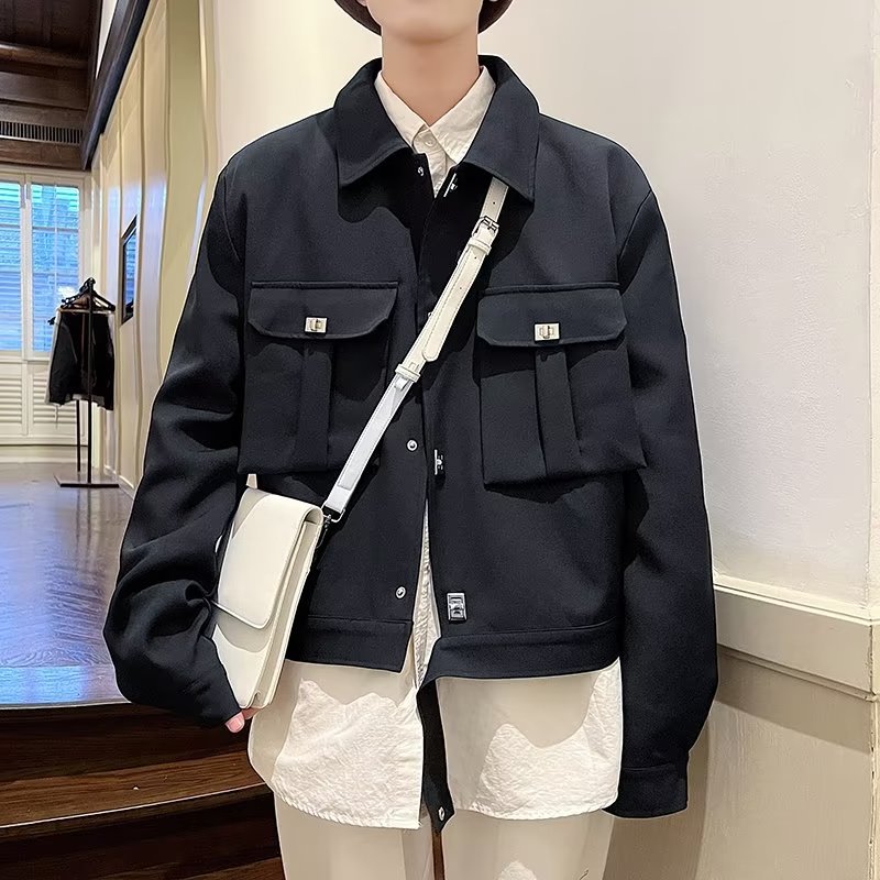 Otoño e invierno estilo Hong Kong sentido de diseño chaqueta de nicho chaqueta casual suelta coreana para hombres chaqueta de rebeca callejera frita joven