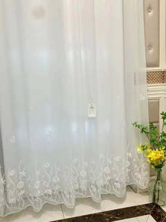 2024绣花便宜窗纱透光白纱帘简约现代窗帘纱客厅卧室飘窗阳台成品