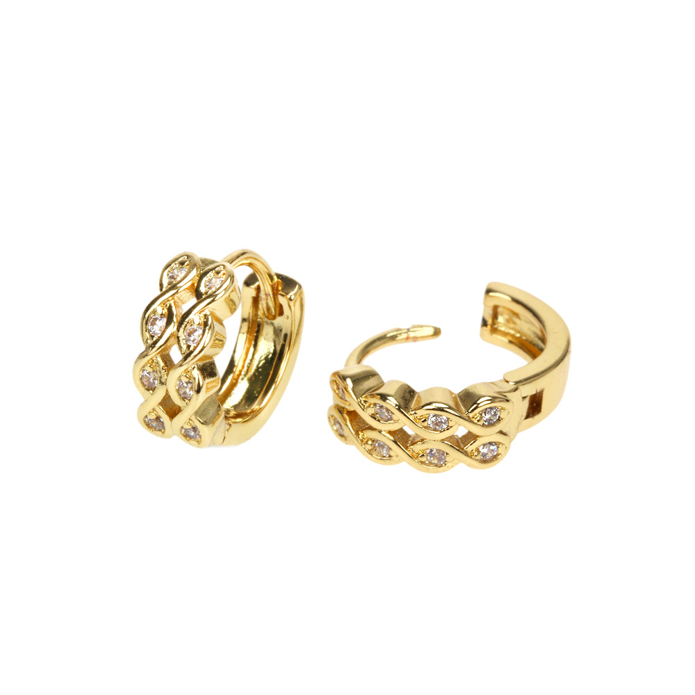 Simple 8-shaped Double Row Diamond Gold-plated Copper Earrings Female display picture 1