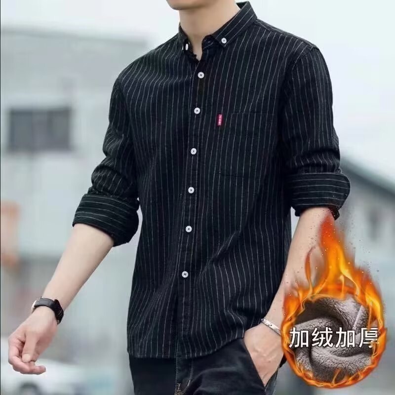 Waffles Shirt plus size Men's Coat Autumn and Winter Casual All-match Shirt Long-sleeved High-end Autumn Top