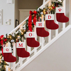 新しいニットレタークリスマスソックス装飾クリエイティブ猫の爪クリスマスツリーペンダント赤いウール刺繍レターソックス