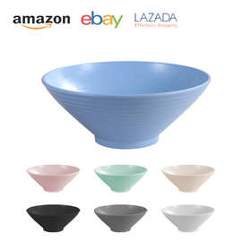 跨境热卖斗笠碗小麦秸秆20cm吃饭碗日式水波纹拉面碗水果沙拉碗