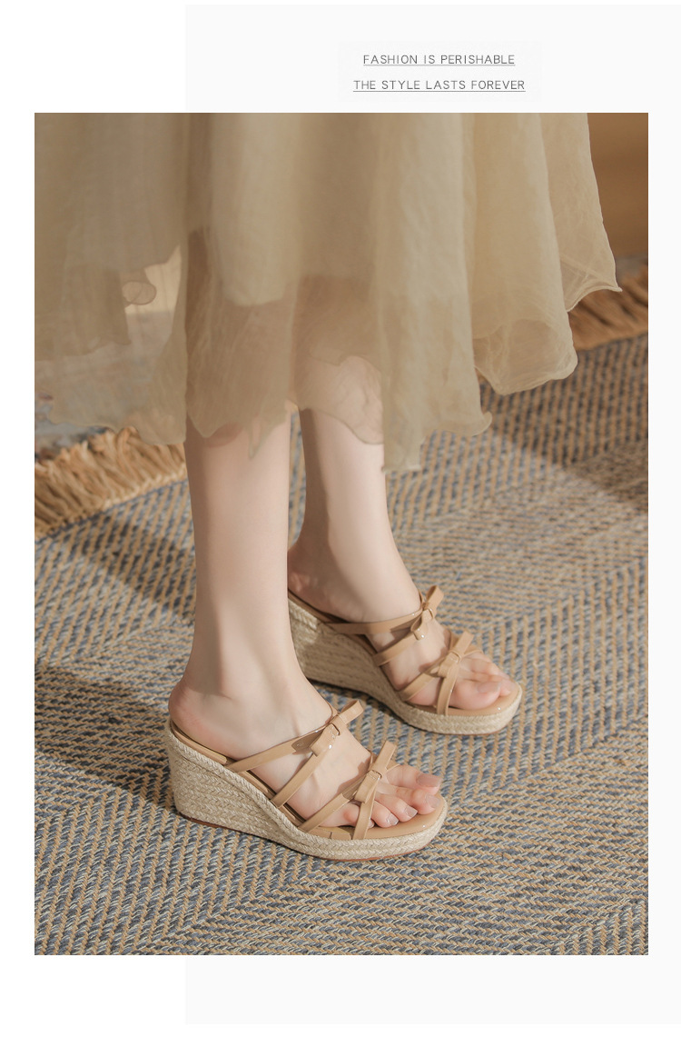 Sandal cao gót nữ hở mũi đế xuồng bện thừng gót 9 cm — màu trắng ngà chi tiết 14