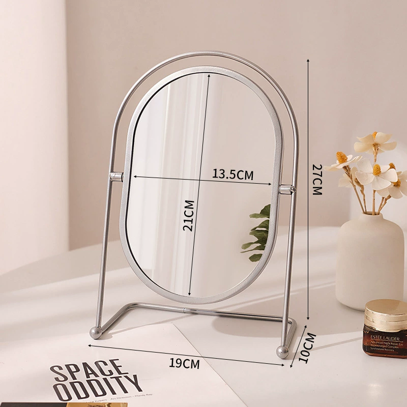 Dressing Table Mirror — Rotatable Oval Desktop Mirror, Silver/Gold/Black, Multiple Sizes