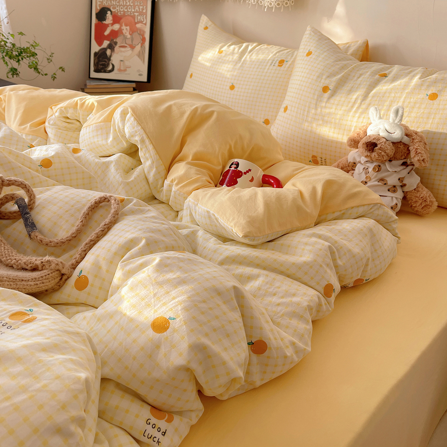 Madre y bebé de clase A dormir desnudo ultra suave cuatro piezas de algodón puro inswind sábanas cubierta de cama de dormitorio de algodón tres piezas de cama