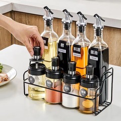 Set of 8 Spice Bottles Glass Oil Jars Kitchen Soy Sauce Vinegar Condiment Bottles Salt Jars Combo Set Shelf Decor Best Selling