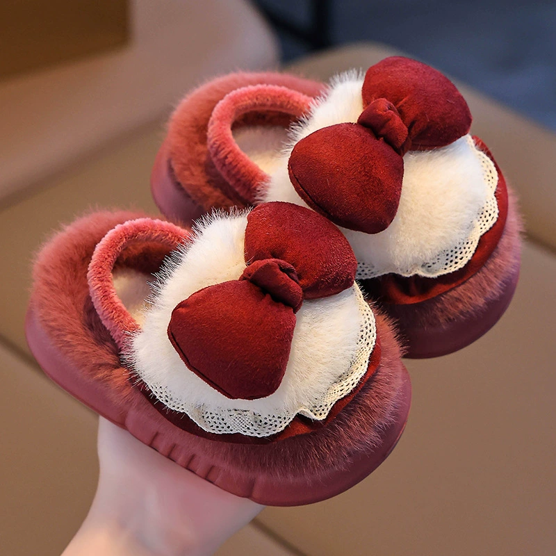 Детские хлопчатобумажные тапочки для мальчиков и девочек среднего и старшего возраста могут носить лук на улице