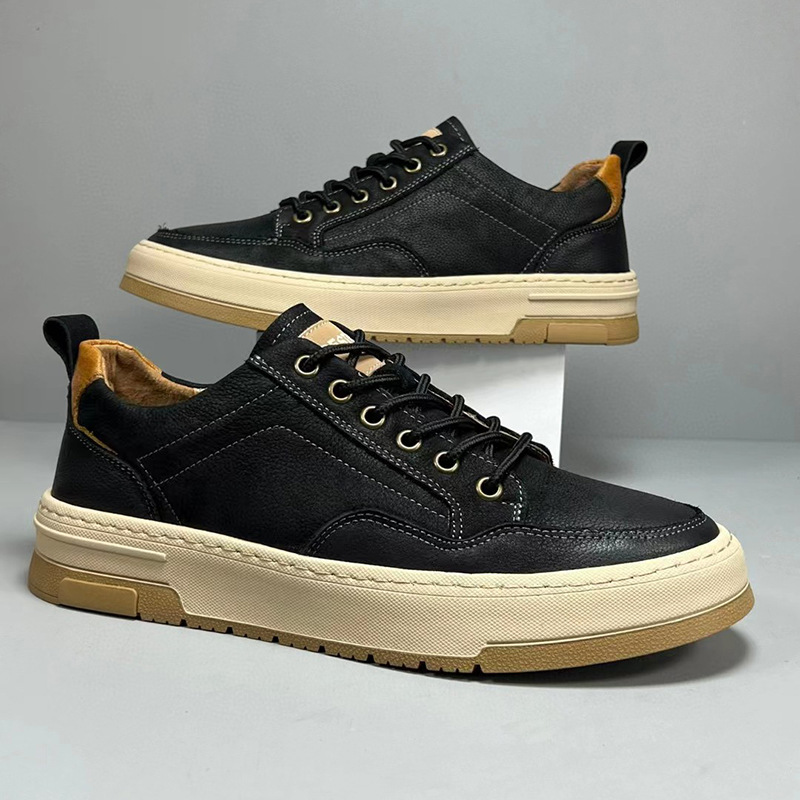 Consiglio in vera pelle 2023 autunno e inverno nuove calde scarpe da uomo casual alla moda con lacci in stile britannico di tendenza_voghion.com
