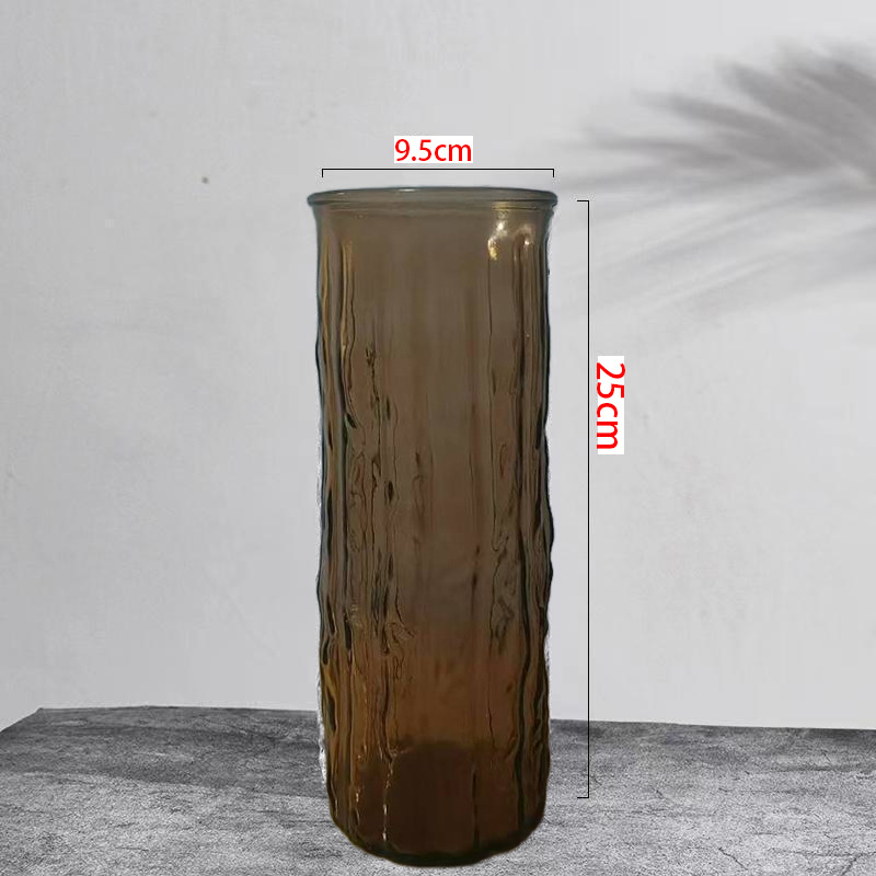 Vaso de gran tamaño de vidrio transparente decoración de sala de estar gran calibre de flores hidroponía rica bambú grueso rosa de bambú