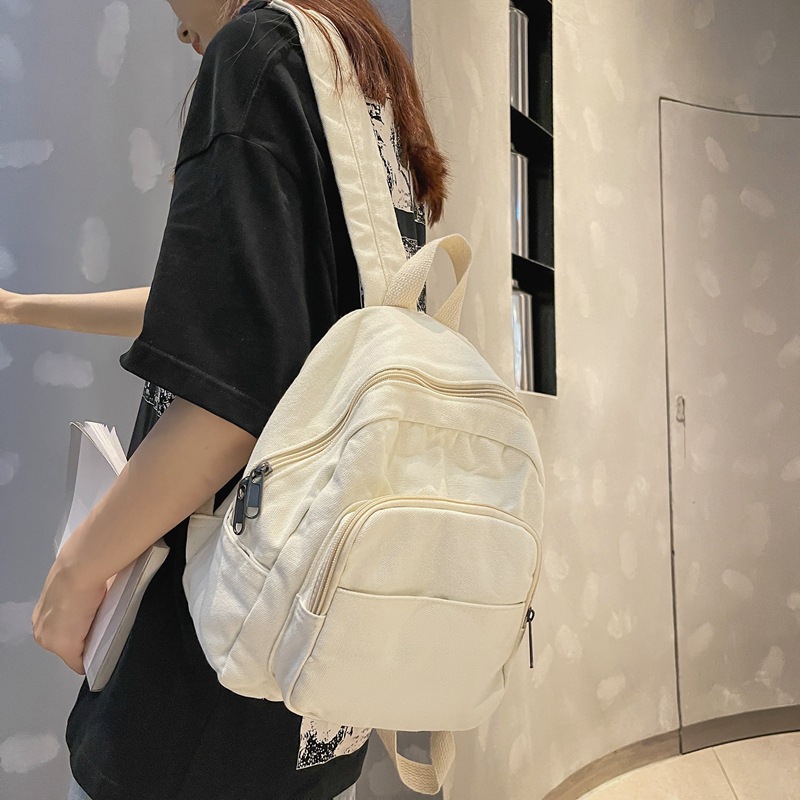 Mochila escolar japonesa ins femenino 2022 nueva mochila de lona lavada simple