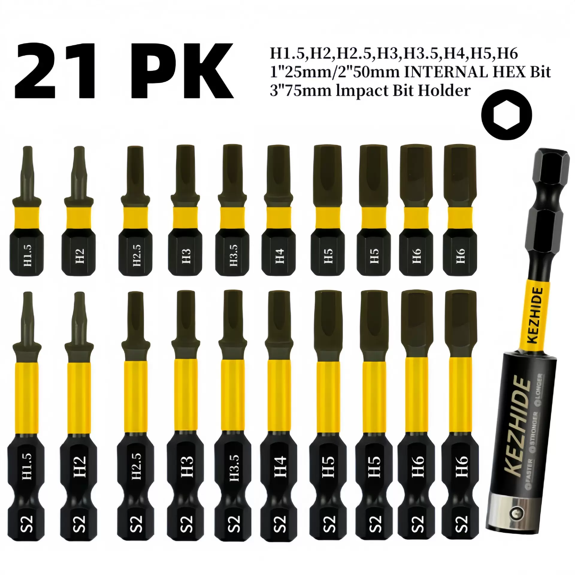 跨境内六角批头磁性电钻电动螺丝刀 气动披头批咀风批带双锁接杆