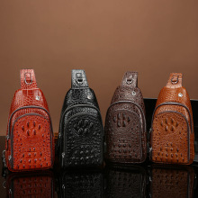 鳄鱼纹男士大容量单肩包通勤胸包跨境时尚斜挎包潮流男款前挎包