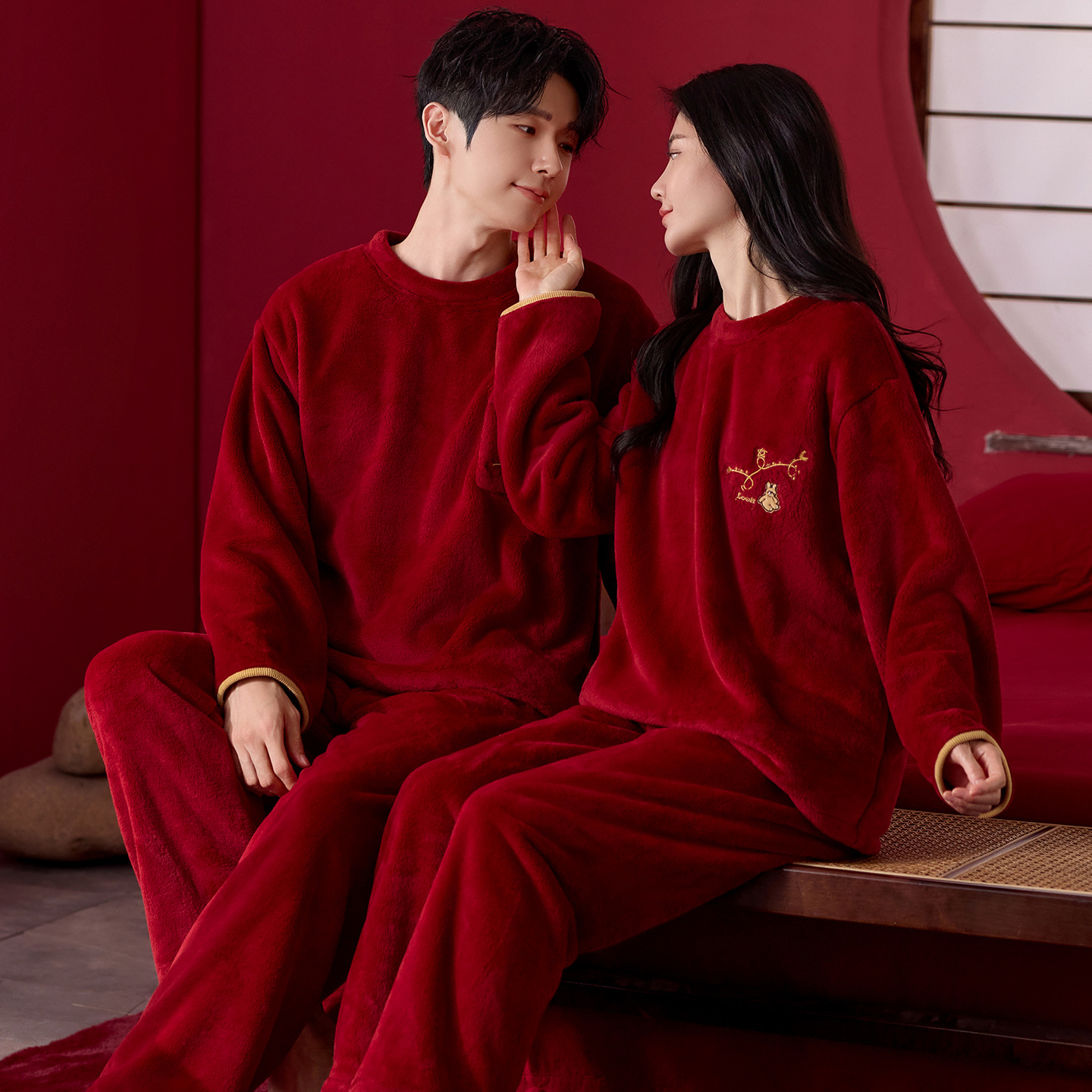 Coral vello pareja pijama de invierno para mujeres 2025 nuevo vello con cremallera gruesa se puede usar ropa de franela masculina