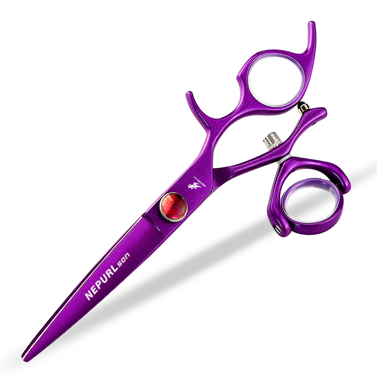 Forbici dentali piatte Napson da 6 pollici con manico girevole a 360 gradi, colore viola._voghion.com