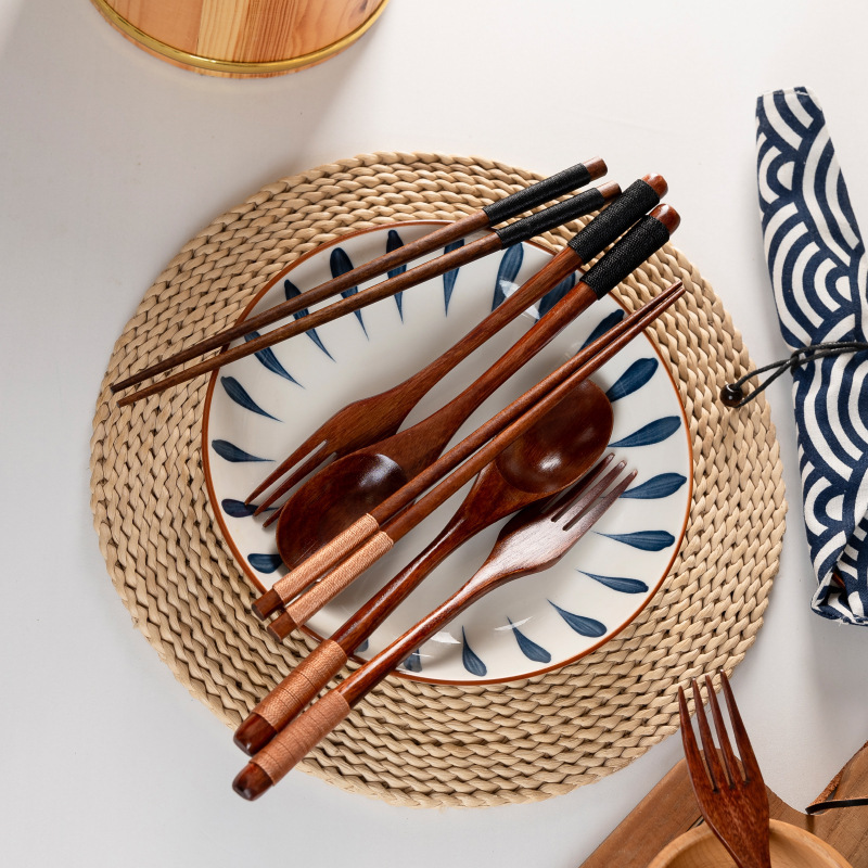 Japanese-Style Portable Boxed Cloth Bag Spoon Fork Chopsticks Tableware Student Lunch Chopsticks Spoon Fork Three-Piece Set Wooden Spoon Japanese-Style Portable Boxed Cloth Bag Spoon Fork Chopsticks Tableware Student Lunch Chopsticks Spoon Fork Three-Piece Set Wooden Spoon