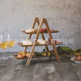 简约多层厨房饭菜木质收纳架下午茶点心木制置物架零食实木储物架