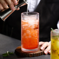 ストライプロングカップカクテルカップ飲料ジュースカップストレートコリンカップ海波カップ飲料カップガラス水カップ