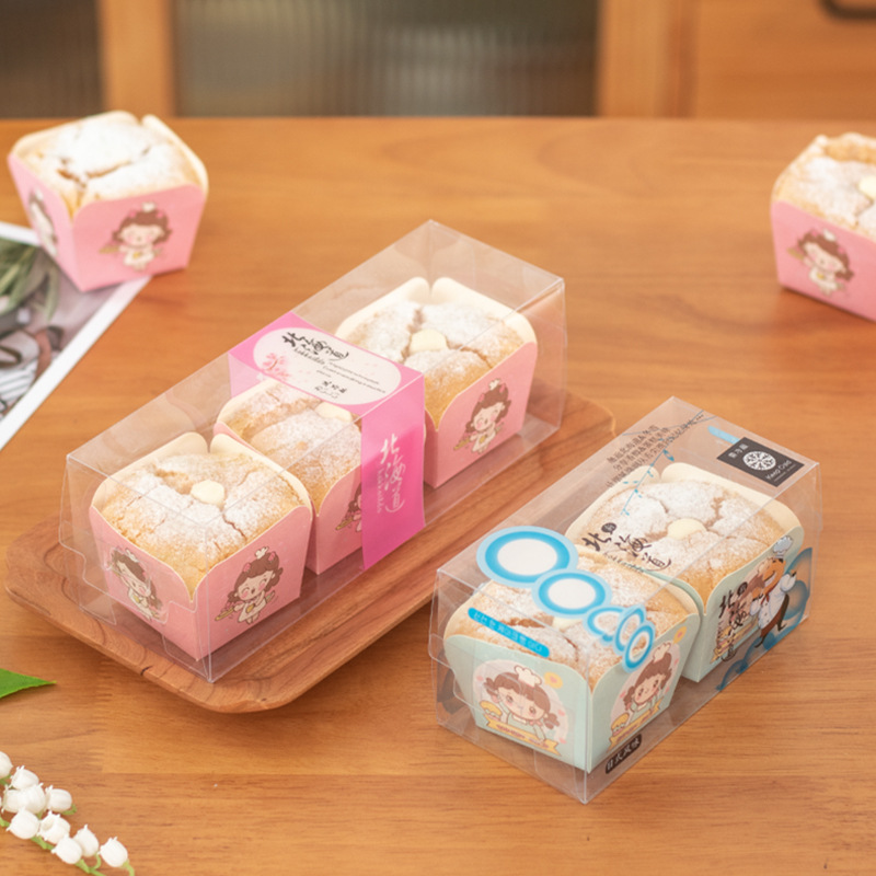 北海道流芯心杯2/3粒装透明纸杯戚风杯六一儿童节慕斯蛋糕包装盒