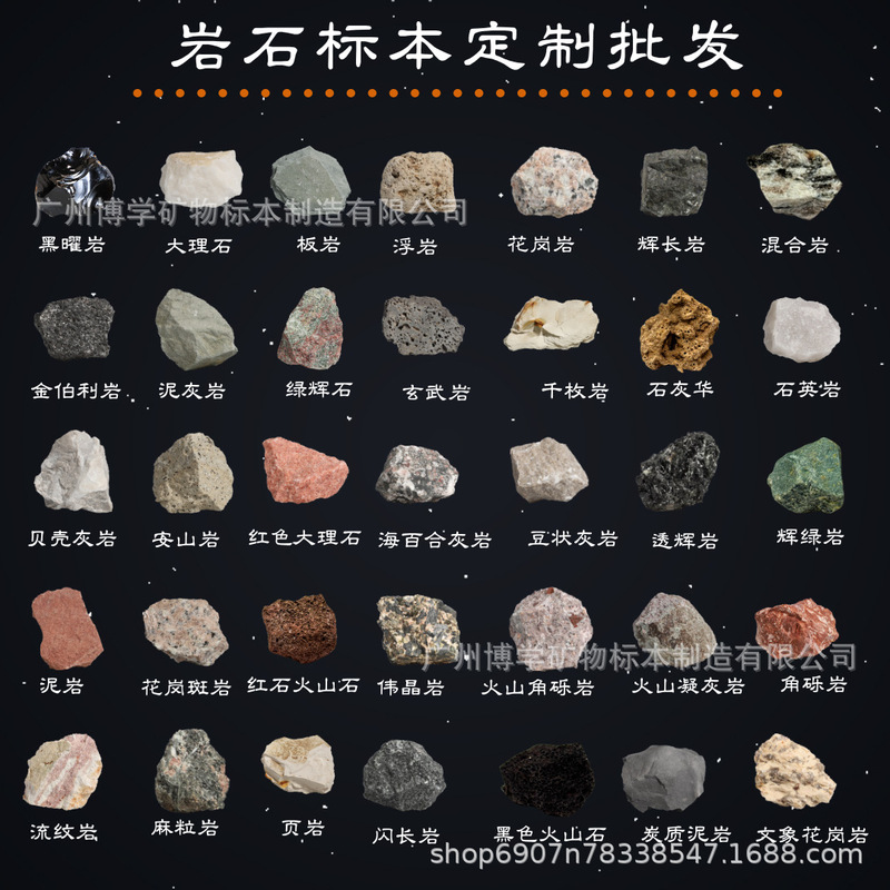 Natural Rock Specimens, Igneous Rocks, Sedimentary Rocks, Metamorphic Rocks, Granite, Sandstone, Marble, Teaching Specimens, Customized