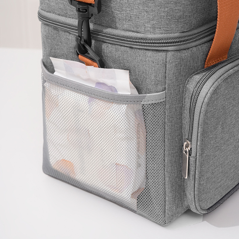 Nueva bolsa aislante portátil de doble capa y gran capacidad Bolsa bento de tela Oxford Bolsa aislante portátil de un solo hombro Bolsa de picnic al aire libre