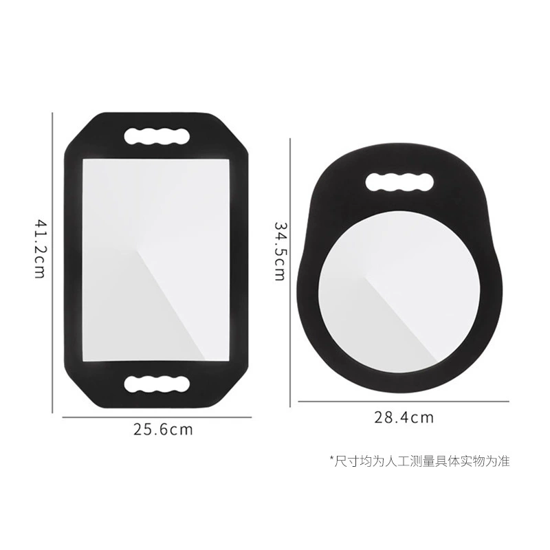 Square round rear view mirror from foam, mirror effect